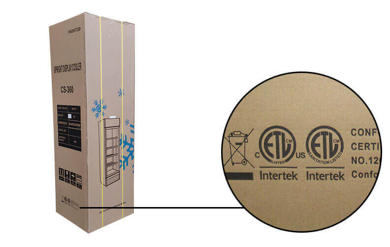 cETLus logo on Commercial Refrigerator Package