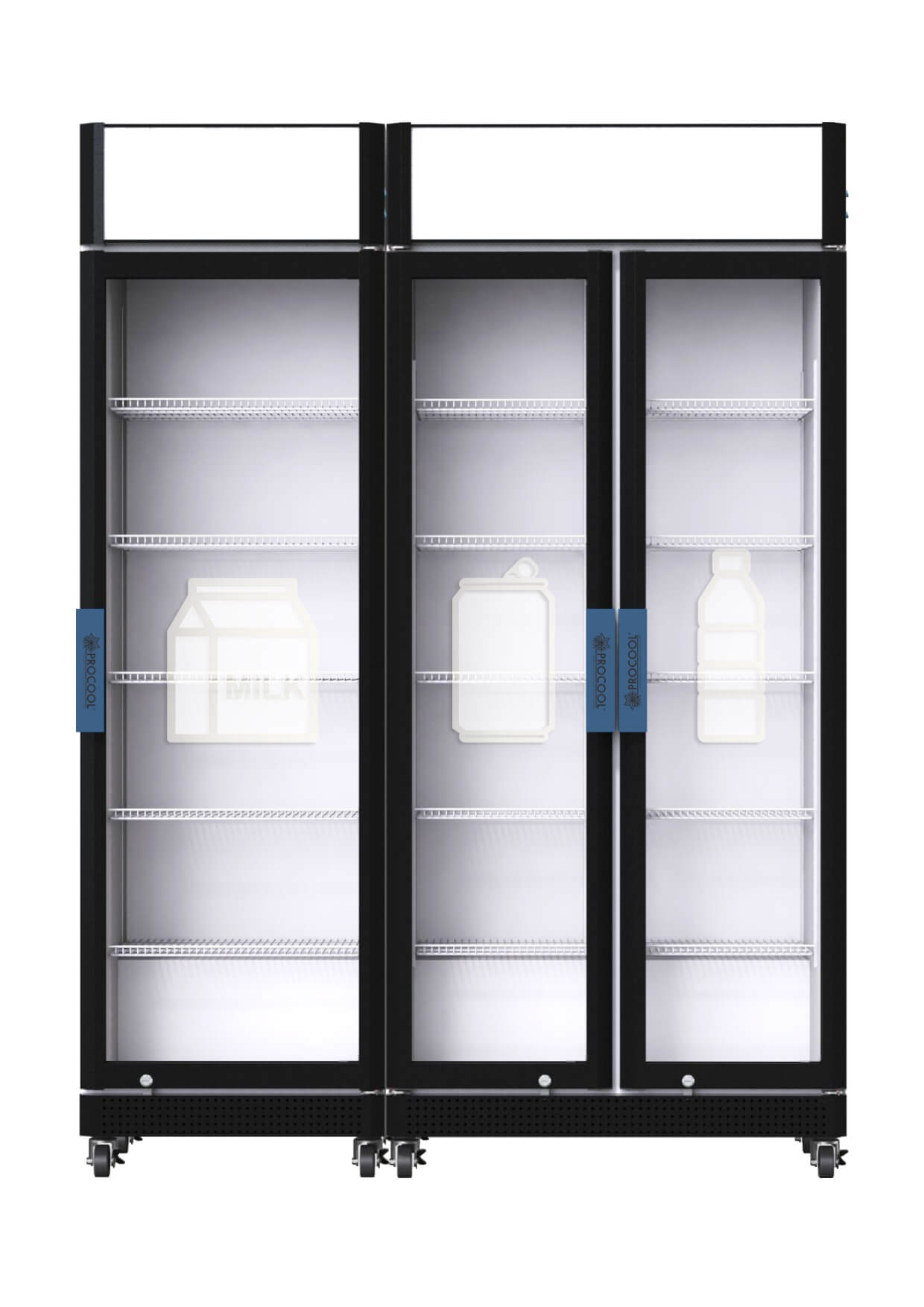 Комбинированные холодильники Procool CS-410 + CSD-590 со стеклянной дверью и выгравированным логотипом