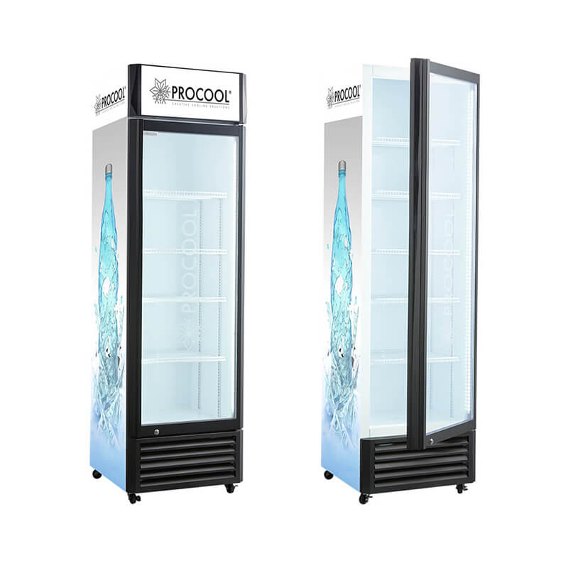 Refrigerador de bebidas de tamaño completo con puerta de vidrio con marca personalizada