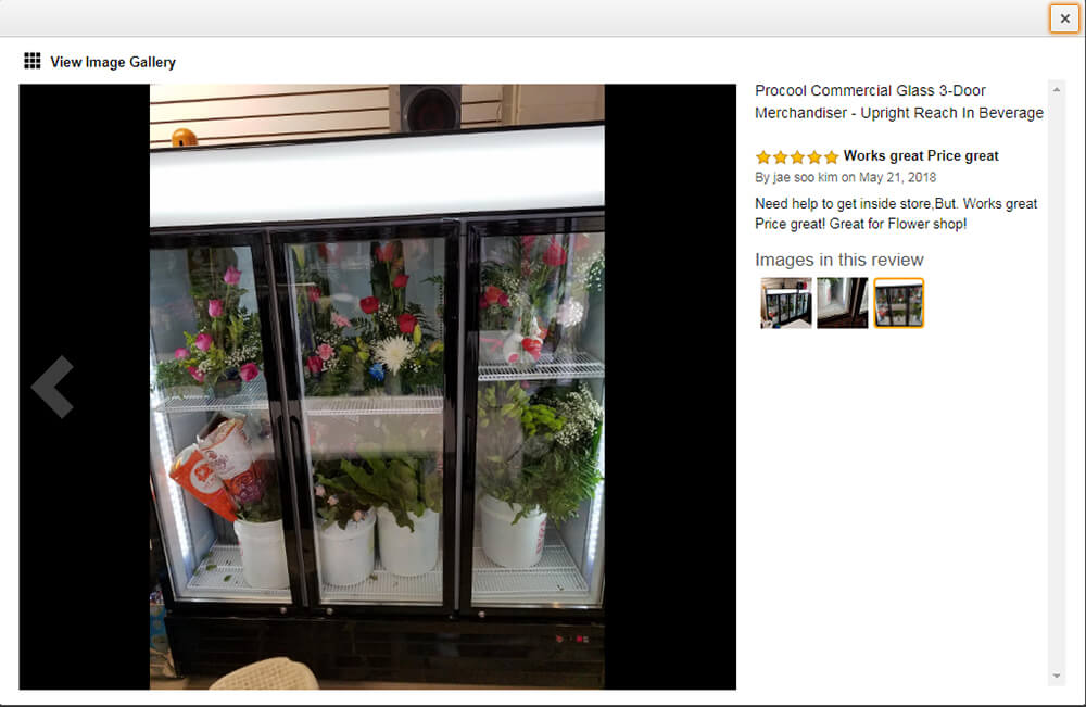 Enfriador floral de 3 puertas de vidrio_Comentarios de Amazon