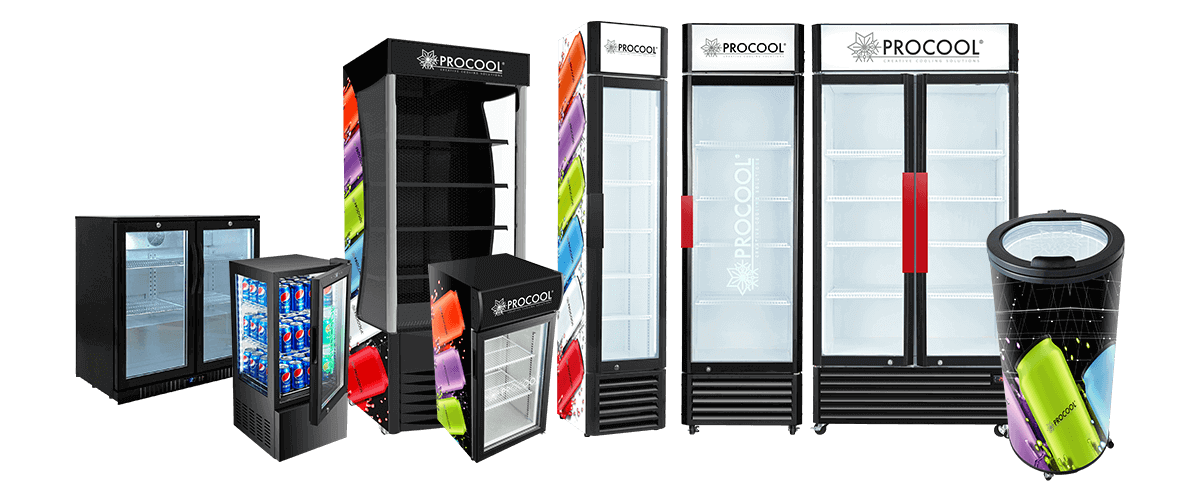 Стеклянный дверной холодильник PROCOOL с наклейкой с цифровой печатью