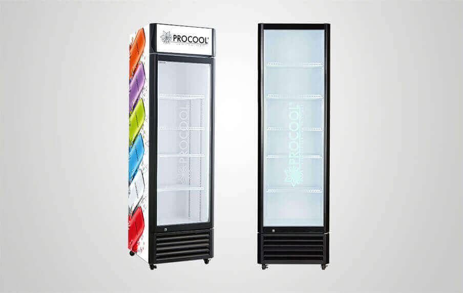 Refrigerador de bebidas con una puerta de vidrio y cerradura PROCOOL