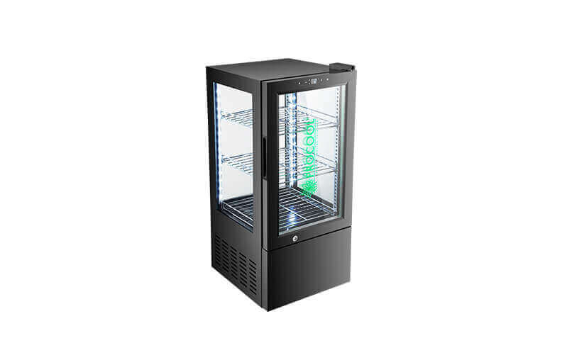 Réfrigérateur en verre caviar avec 4 côtés de porte en verre
