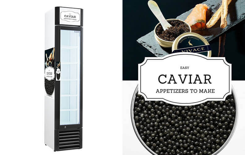 Schlanker Kaviar-Displaykühler mit Digitaldruckaufkleber