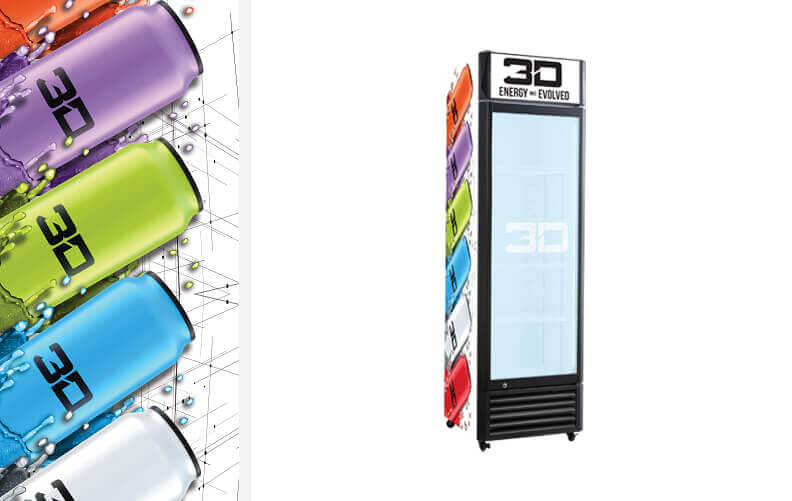 Refrigerador vertical de bebida energética 3D