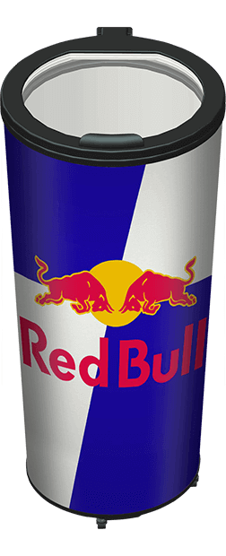 Red Bull Can Cooler On Rolling Wheel For Beverage Procool Refrigeration