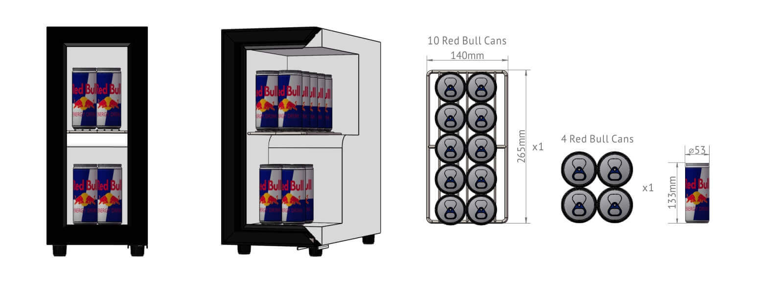 Procool Mini Fridge T-12 Pack-out_Red Bull 250ml Cans