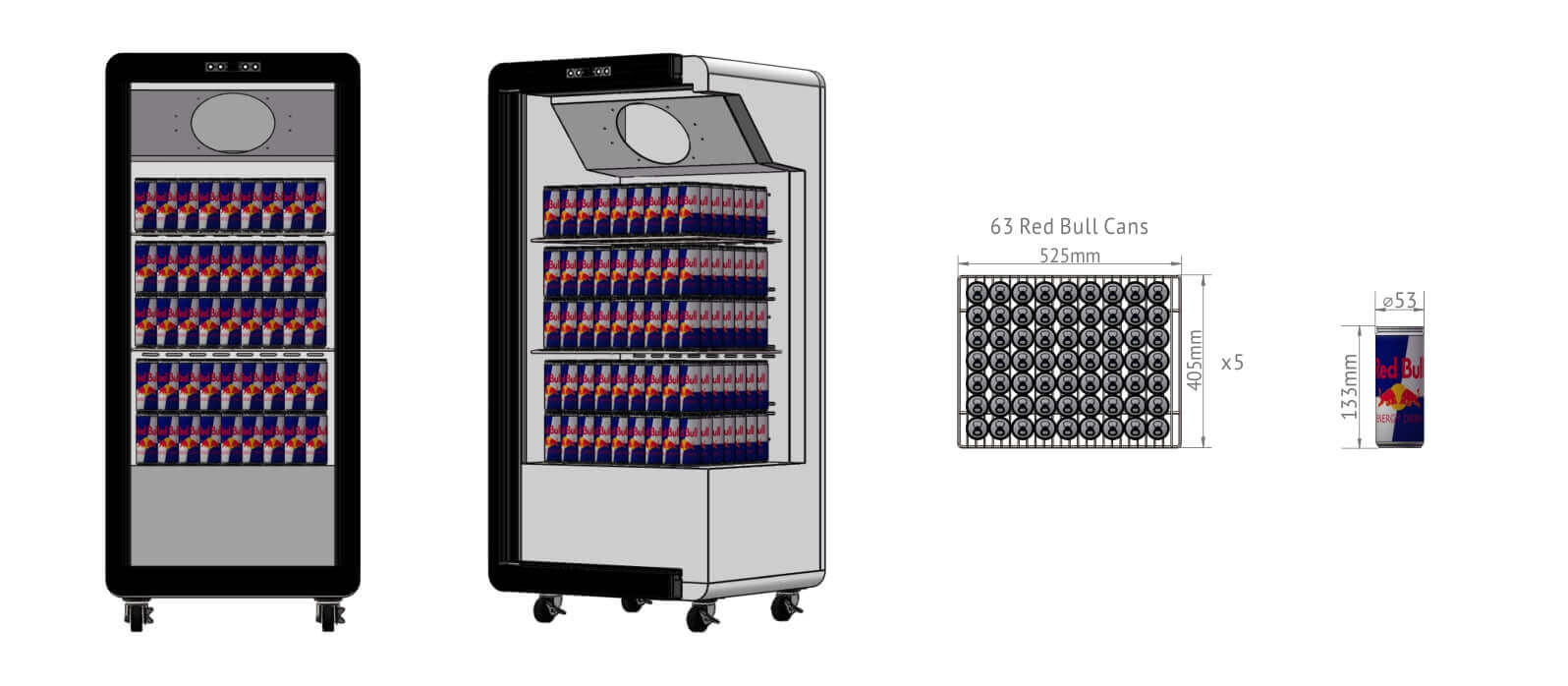 Procool Transparent LCD Display Refrigerator TLCD-44 Pack-out__Red Bull 250ml Cans
