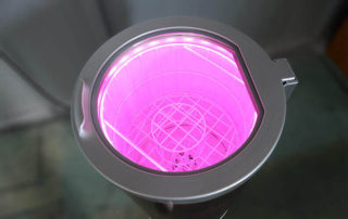 Barrel Beverage Fridge with Integrated Purple LED Light in Doorframe