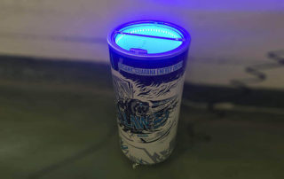 Barrel Cooler with Blue LED Light Inside the Cabinet