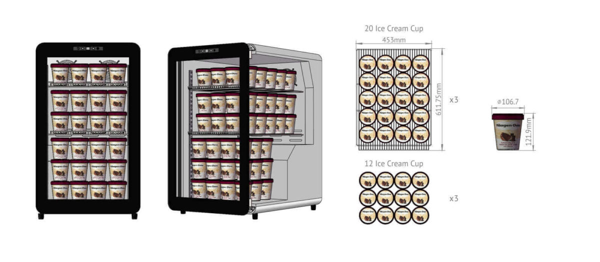 Countertop Ice Cream Display Freezer with Glass Door