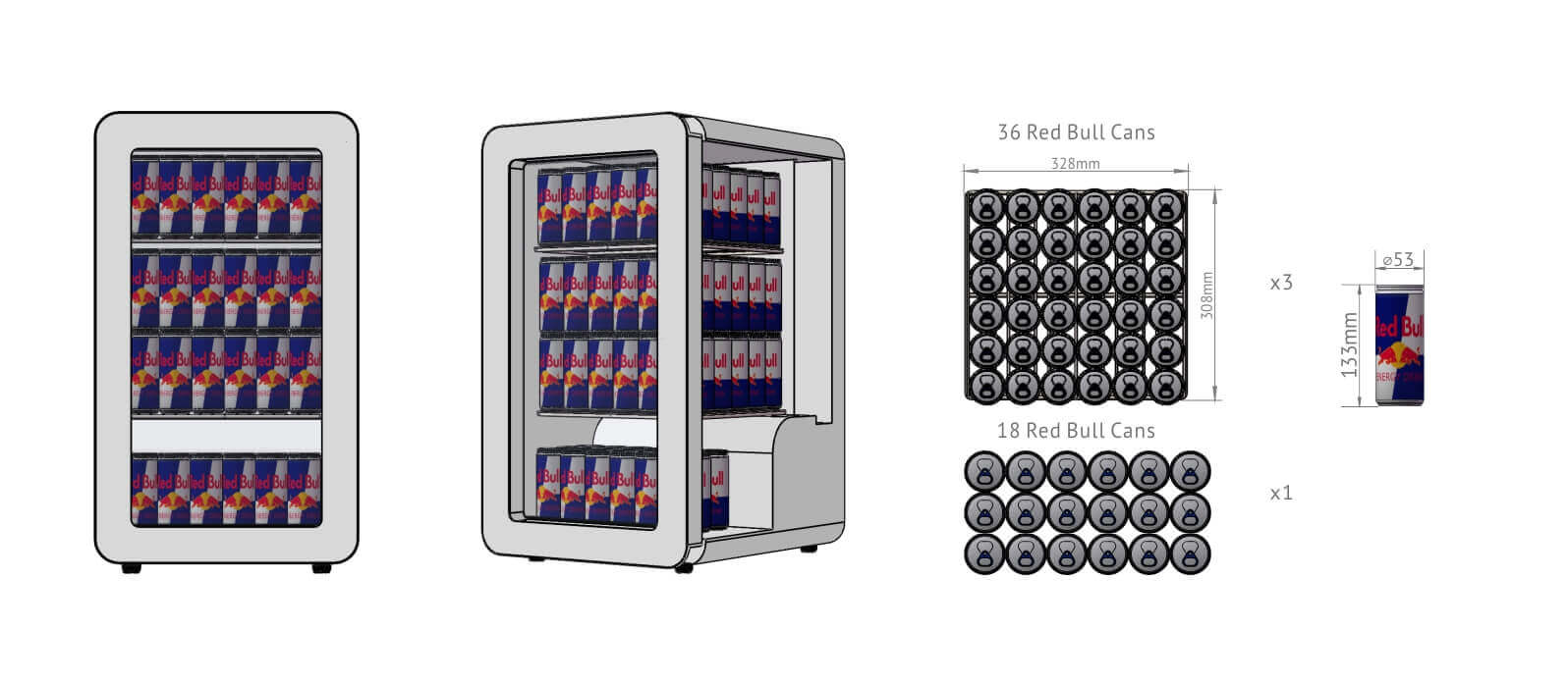 Procool Retro Mini Fridge Cooler Retro-80 Pack-out_Red Bull 250ml Cans
