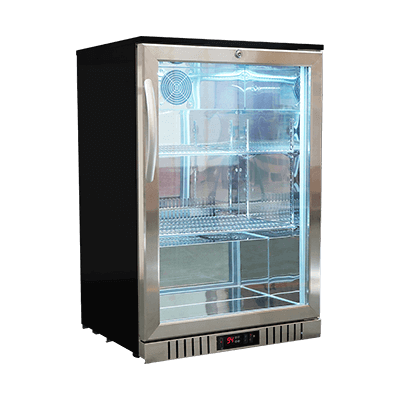 Black Back Bar Cooler with 1 Stainless Steel Glass Door