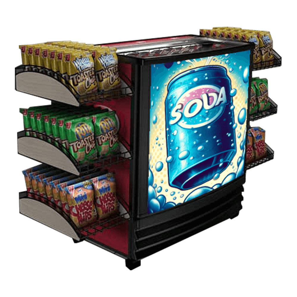 Beverage Cooler with Attached Display Racks