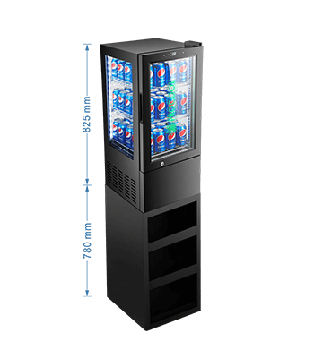 Beverage Glass Fridge With Open-Front Display Pedestal