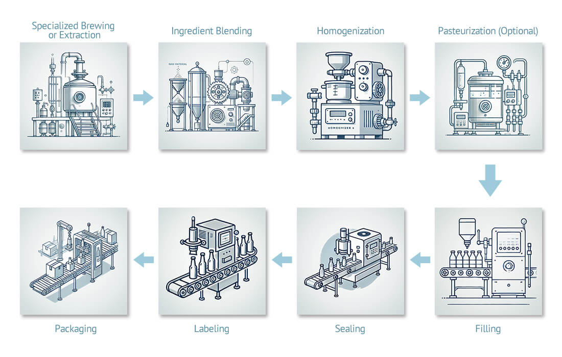 Production Process of High-End and Innovative Drinks (Cold Brew Coffee, Plant-Based Functional Drinks)