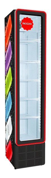 Glass Door Slim Fridge with RGB Lighting on Door Frame