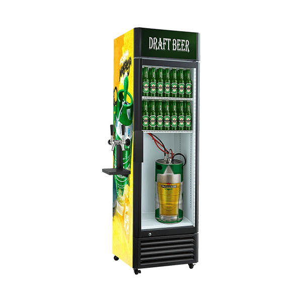 Draft Beer Fridge with Keg & Tap with Custom Branding Draft Beer Fridge with Keg & Tap with Custom Branding