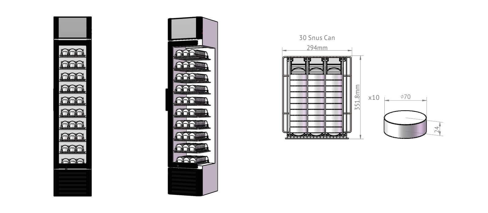 ProCool Slimline Drinks fridge CSL-160 Pack-out_⌀70x24mm Snus Cans