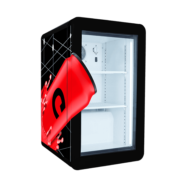 Best Glass Door Mini Fridge with Custom Sticker for Drinks