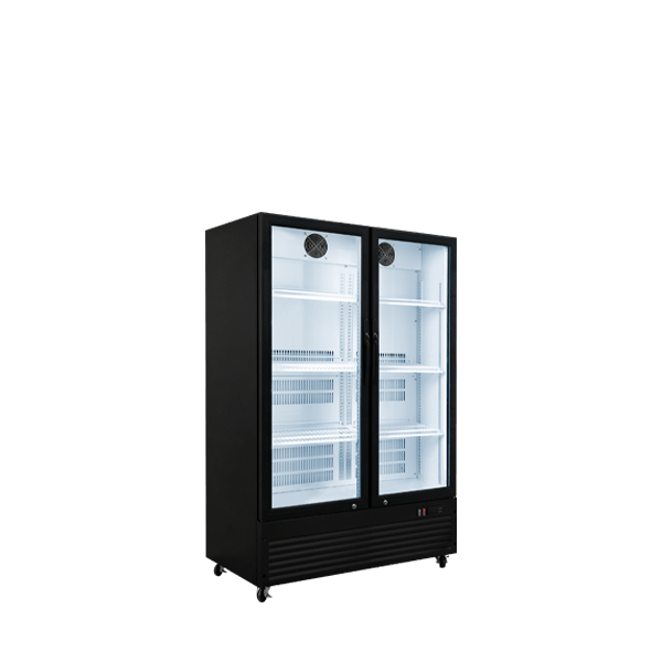 Double Swing Door Beverage Cooler Medium Height for Cashier