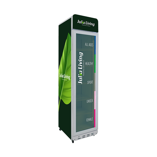 Glass Door Slim Fridge with Lightbox & Retro Design