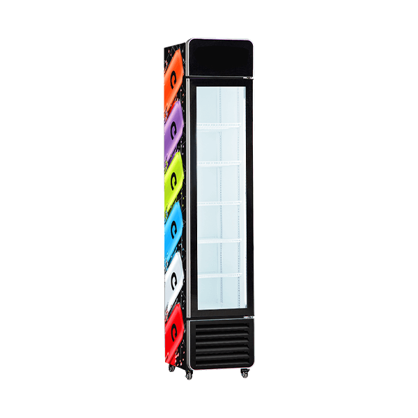 Retro Slim Display Fridge with LCD Lightbox