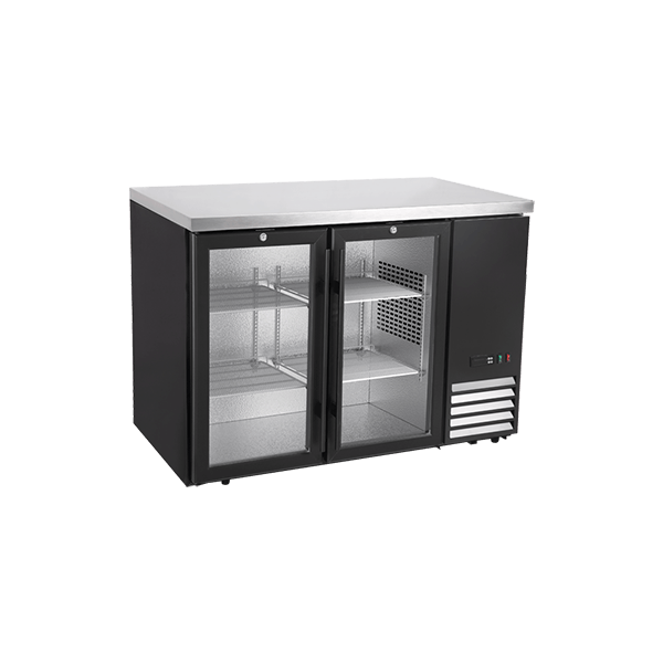 2 Swing Glass Door Back Bar Cooler with Compressor on the Right