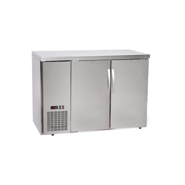 2 Swing Stainless Steel Door Back Bar Cooler with Compressor on the Left