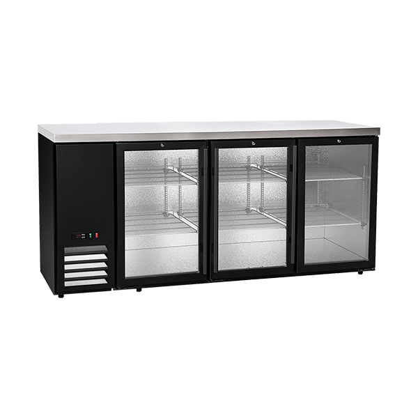 3 Swing Glass Door Back Bar Cooler with Compressor on the Left