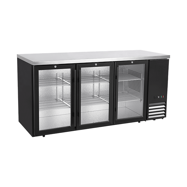 3 Swing Glass Door Back Bar Cooler with Compressor on the Right