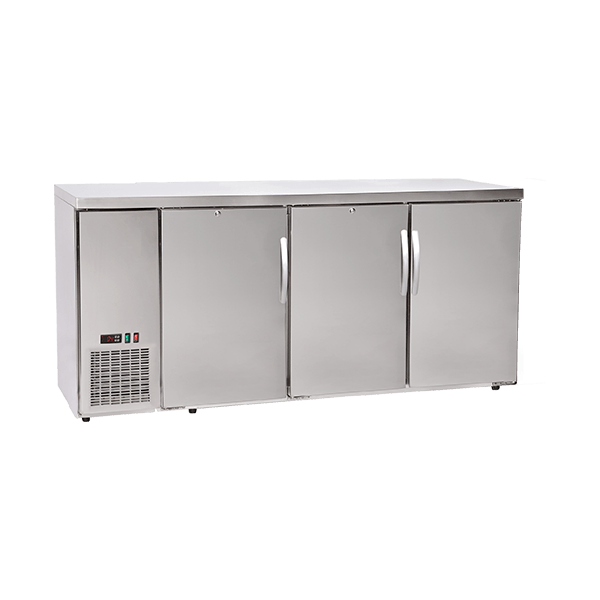 3 Swing Stainless Steel Door Back Bar Cooler with Compressor on the Left