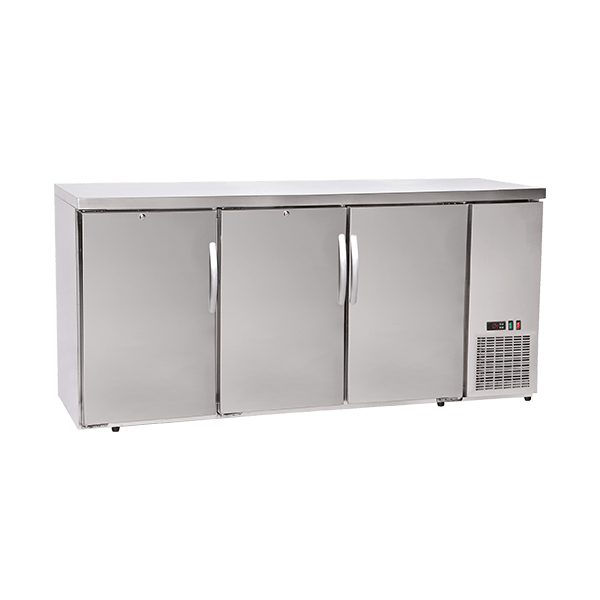 3 Swing Stainless Steel Door Back Bar Cooler with Compressor on the Right