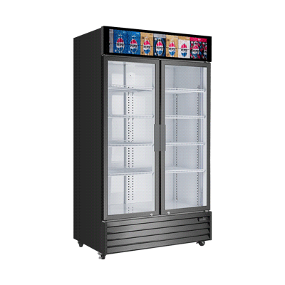 Double Door Upright Cooler with 43″ LCD Screen on the Top